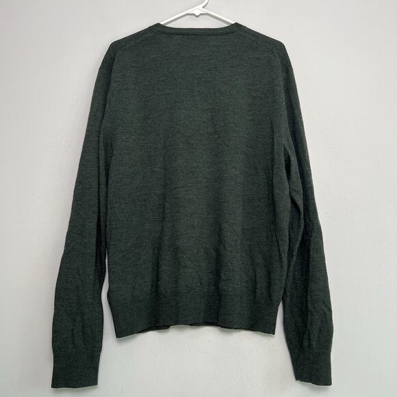 Saks Fifth Avenue Men's Extra Fine Merino Wool Green V Neck Sweater Sz XL Basic - Picture 12 of 13